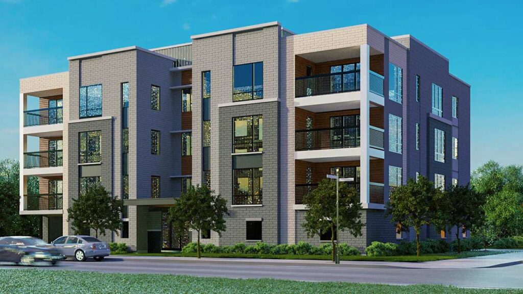 Rendering of new downtown Naperville condo development, the Riverwalk Place