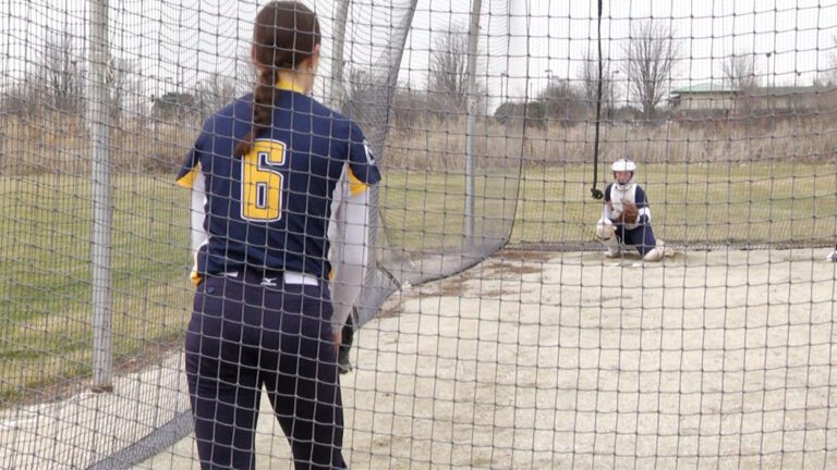 Neuqua Valley Sophomore pitcher Ava Drehs warms up