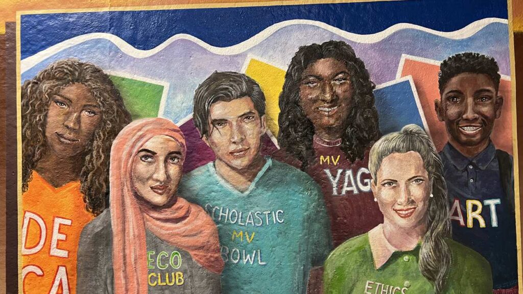 Mural created by high schoolers in Naperville parking deck