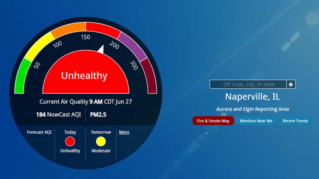 air quality meter at website NowCast