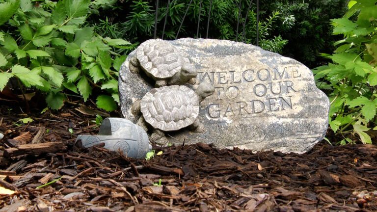 Garden stone as a welcome sign