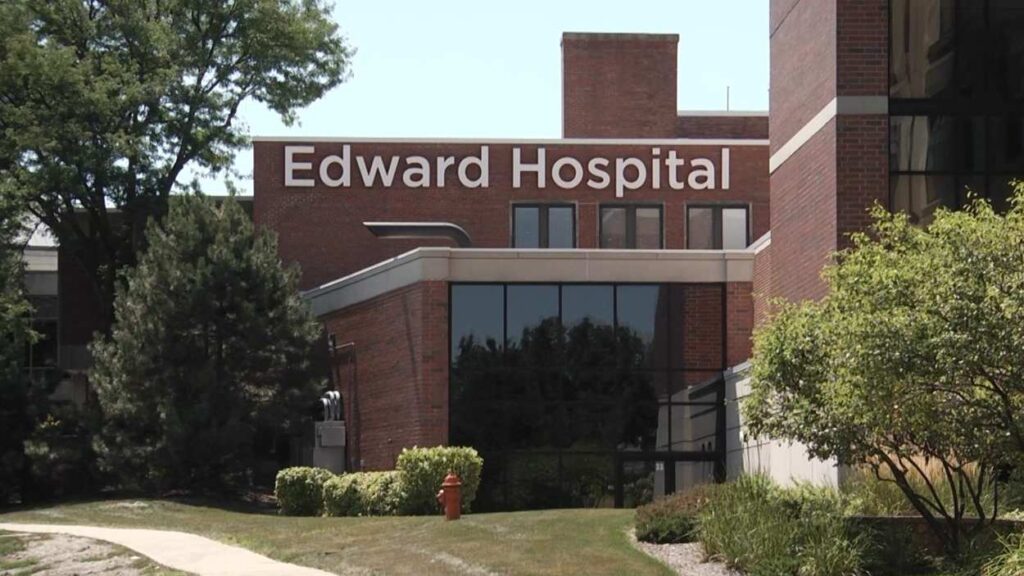 Outside of Naperville's Edward Hospital on Washington, facing south.
