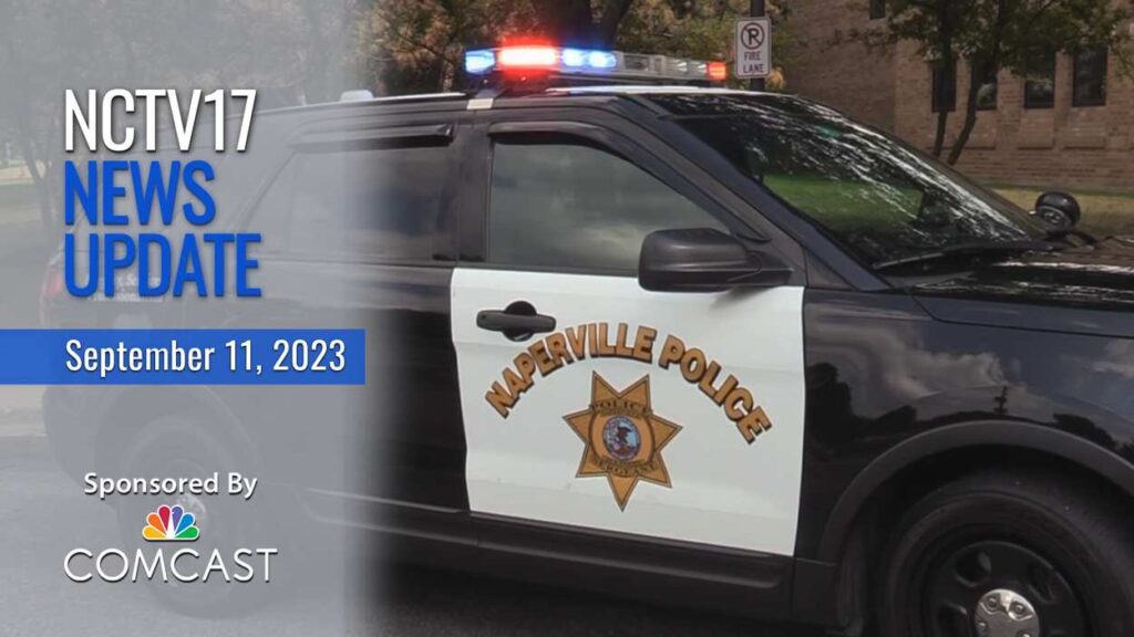 NCTV17 News Update slate for September 11, 2023 with police car in background for story on armed robbery