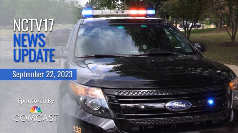 NCTV17 News Update slate for September 22, 2023 with police car in background