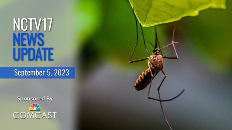 NCTV17 News Update slate for September 5, 2023 with mosquito in background