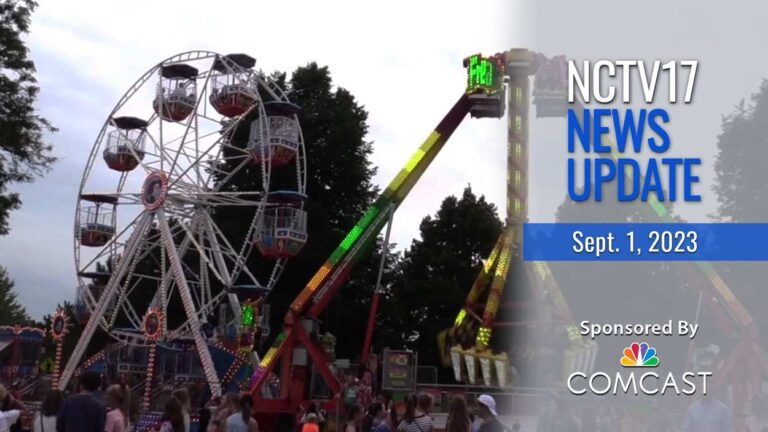 NCTV17 News Update slate for September 1, 2023 with Last Fling rides in background
