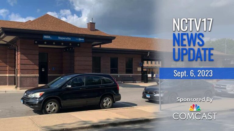 NCTV17 News Update slate for September 6, 2023 with cars parked in front of train station in background