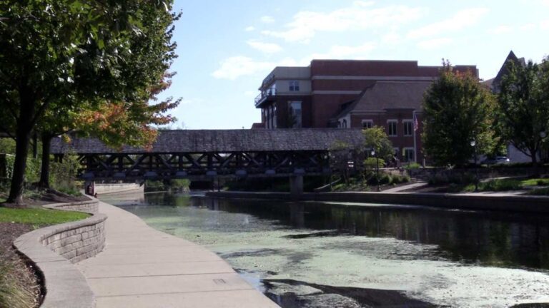 The bridge on the Naperville Riverwalk.