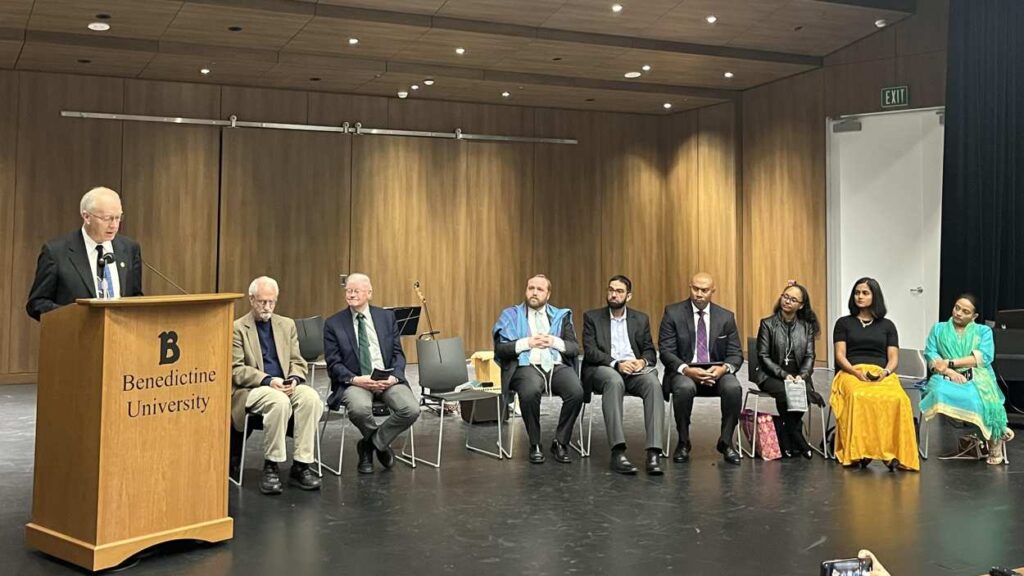 Group of speakers on state at Naperville interfaith group solidarity event