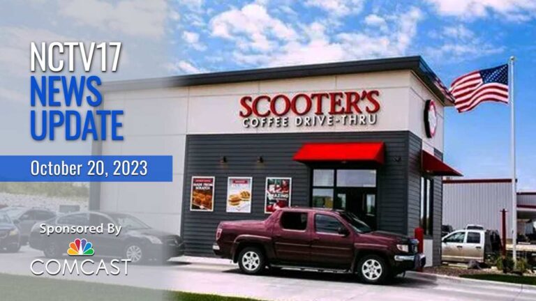 NCTV17 News Update for October 20, 2023 with Scooter's Coffee drive-thru in background