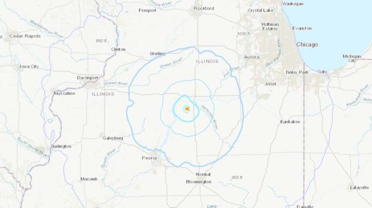 Earthquake map image of earthquake near Standard, Illinois