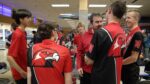 Naperville Central boys bowling celebrates after the win against crosstown rivals Naperville North.