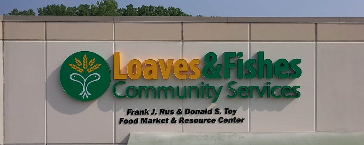 exterior sign of Loaves and Fishes Community Services