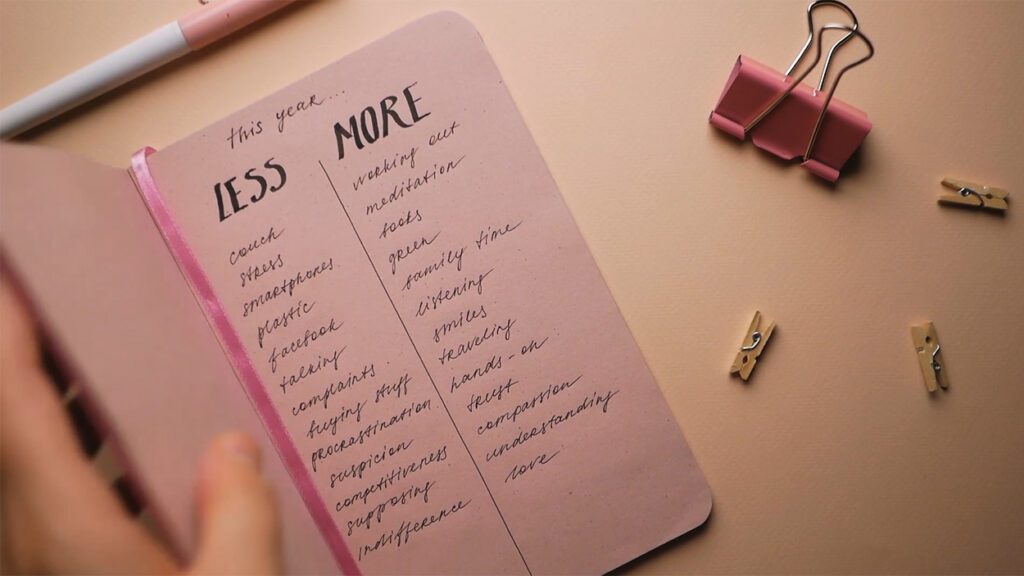 notebook full of new years resolutions
