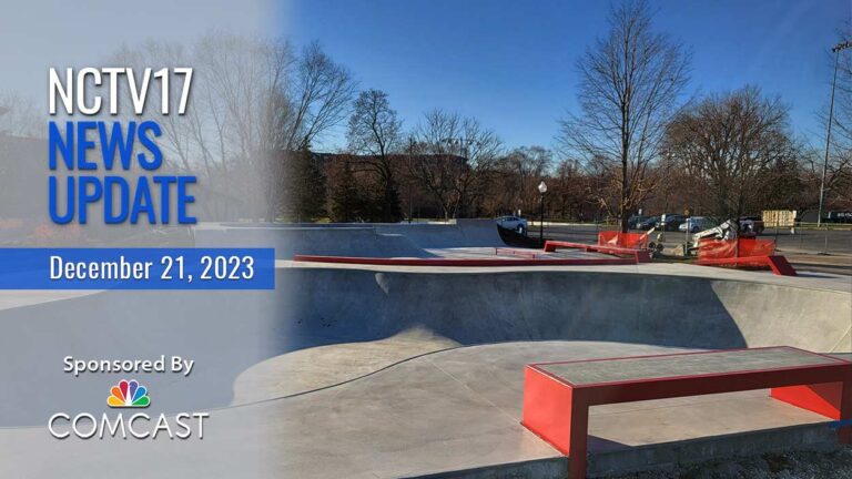 Rothermel Skate Park right before opening with News Update text for 12/21/23.