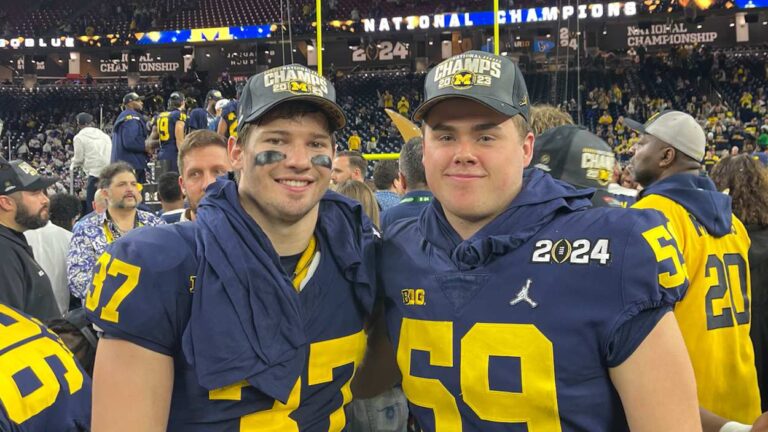 Naperville natives Danny Hughes and John Weidenbach smile after being named National Champions.