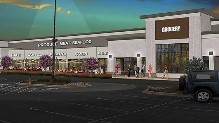 rendering of proposed Asian retail and restaurant plaza at current Riverbrook Shopping Center