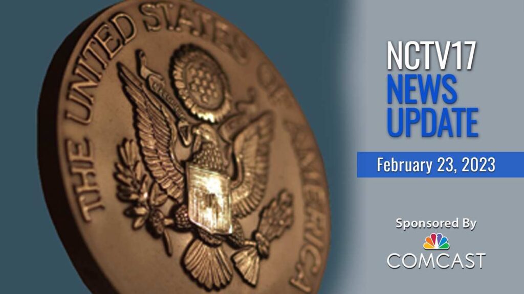 NCTV17 News Update slate for February 23, 2024 with Presidential Scholars medallion in background