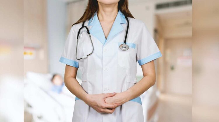 File image of nurse with stethoscope around shoulders
