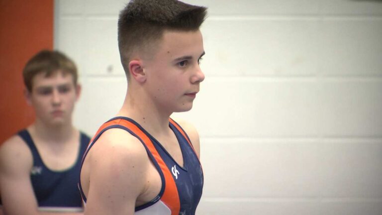Naperville North’s Stas Kalabayda gets ready for an event.