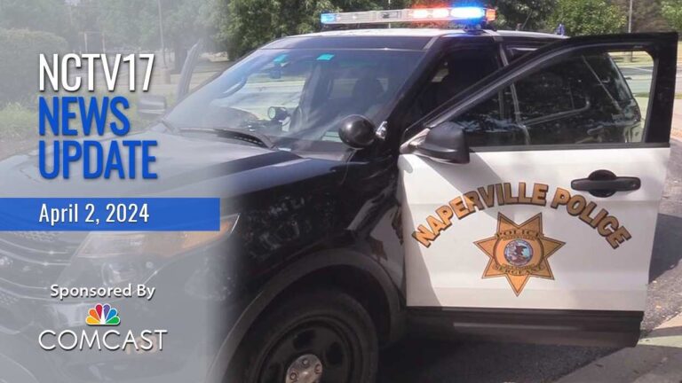 Picture of Naperville Police Car for the Arrests at Topgolf. News Update text included for 4/2/24.
