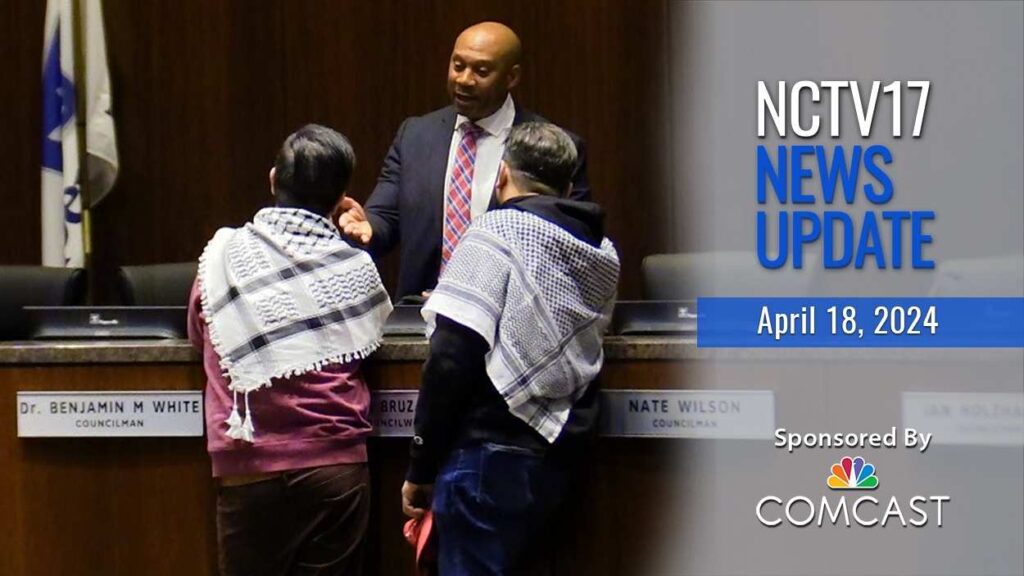 News update text for April 18, 2024 includes Cease-fire resolution | Naperville shooting update | Taco Bell proposed.