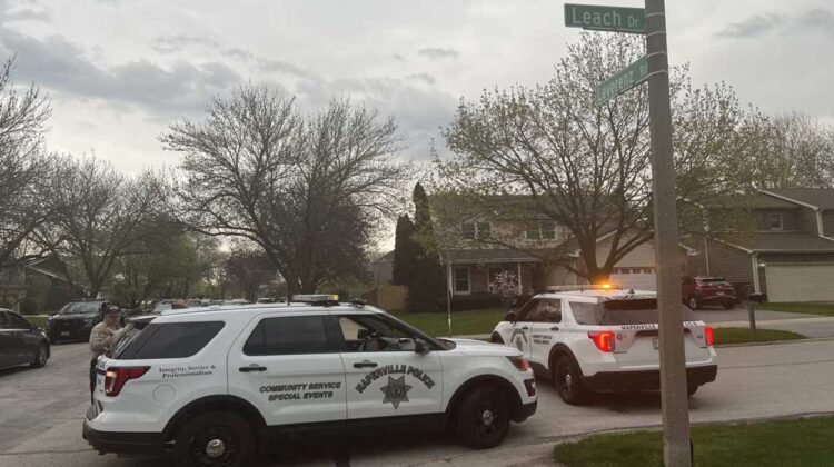 Naperville police vehicles on Leach Drive for shooting investigation