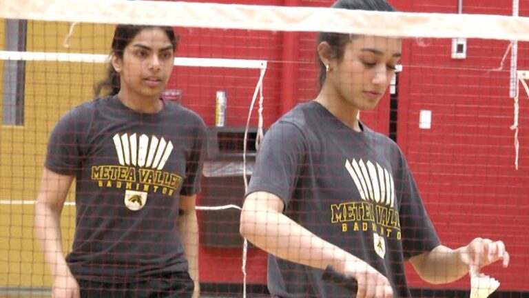 Metea Valley badminton players spoils central senior night and warm up before their match.
