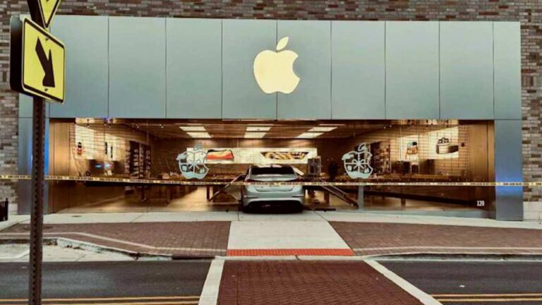 Car crashed into Apple Store glass front