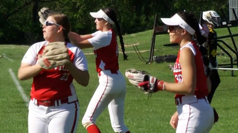 Naperville Central softball players warm up before taking on Waubonsie.