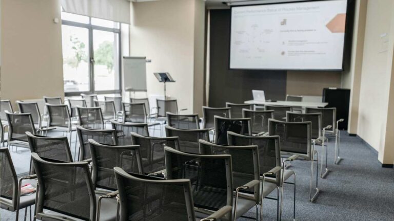 File image of conference room space with empty chairs