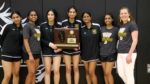Metea Valley badminton poses with sectional championship with Naperville Central in second place.