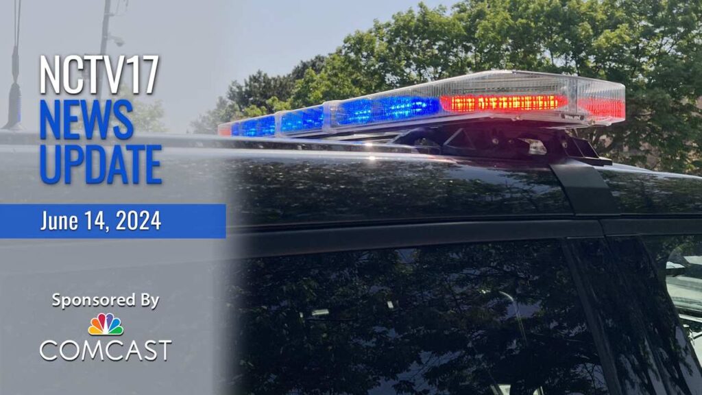 Police car lights with the NCTV17 News Update filter.