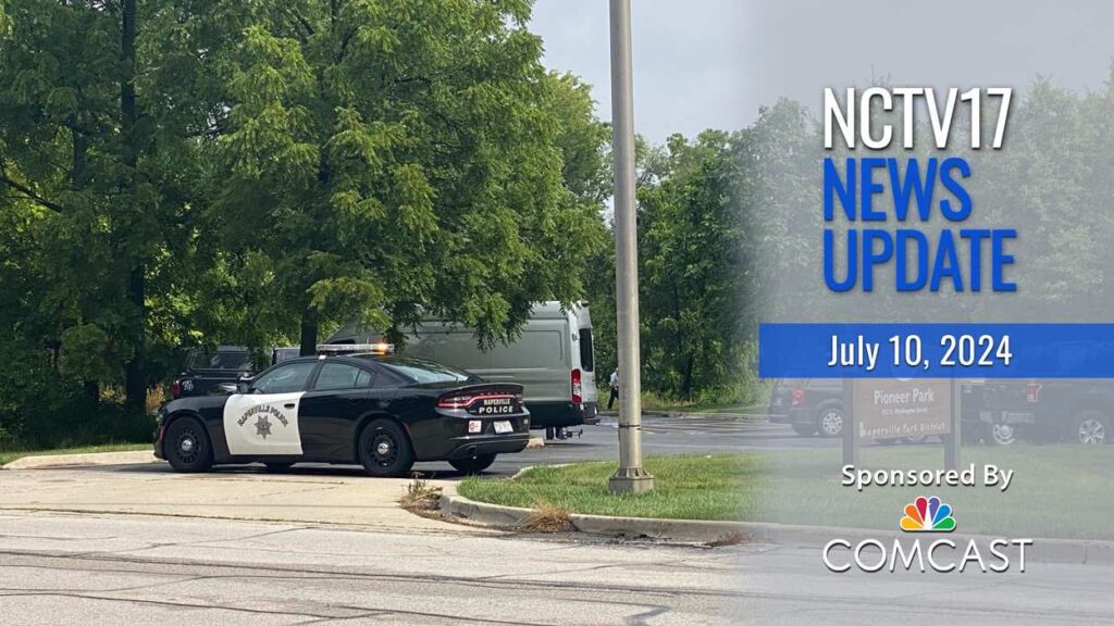 Police car in parking lot at Pioneer park for investigation into vehicle explosion