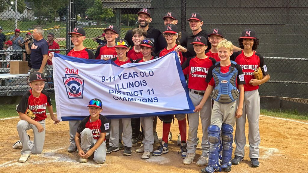 Naperville Little League's Continental All Stars team holds sign after becoming 2024 division champions