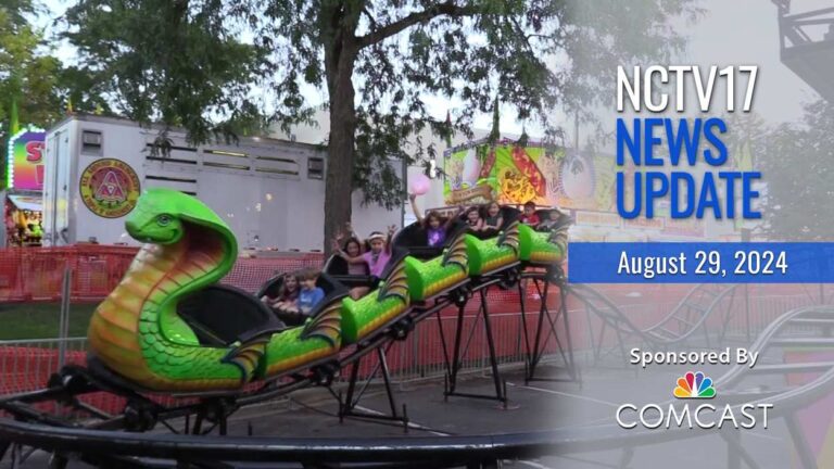 NCTv17 News Update for August 29, 2024 with image of roller coaster at Naperville Last Fling in background