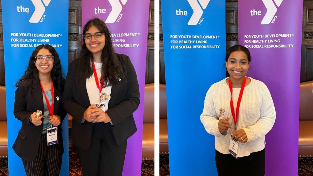 (l to r) Mannsha Assudani, Akshara Arvind, and Nina Rao