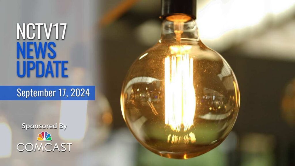 NCTV17 News update slate for Sept 17, 2024 with light bulb in background