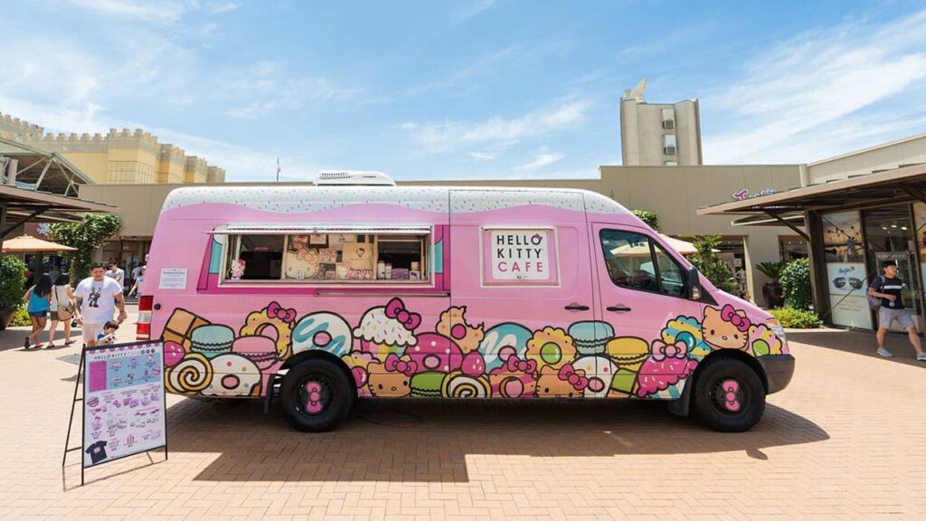 exterior of Hello Kitty Cafe Truck - image courtesy of Sanrio