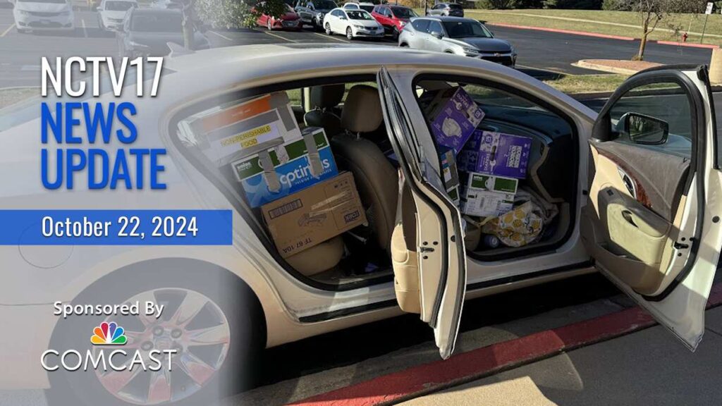 NCTV17 News Update for October 22, 2024 with car with open doors packed to the gills with donated items for hurricane victims