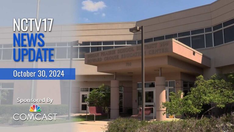 NCTV17 News Update slate for October 30, 2024 with IPSD204 administration building in background, for lead story on plans post referendum
