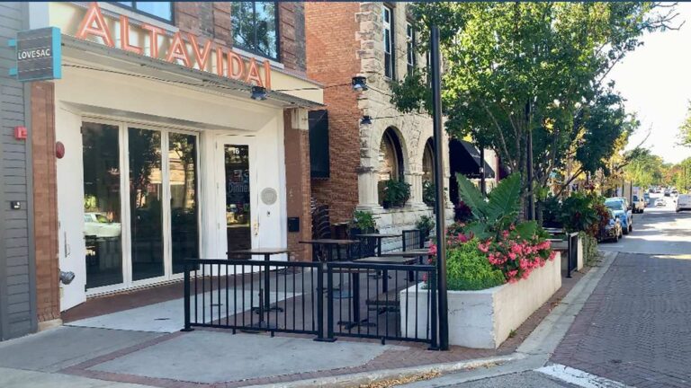 exterior of AltaVida restaurant and part of street for valet parking request story