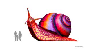 Artist rendering of giant snail - part of Vivid Creatures exhibit at Morton Arboretum