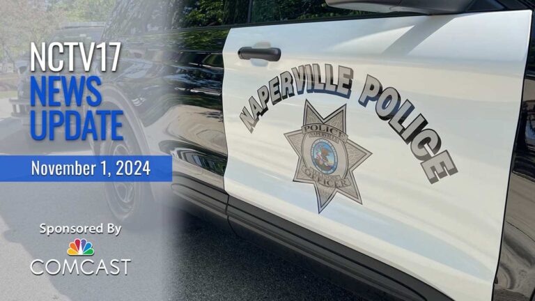 A Naperville Police Department vehicle with the NCTV17 News Update filter.
