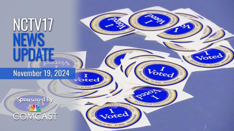 NCTV!7 News Update slate for November 19, 2024 with I voted stickers in background for candidates on ballot story