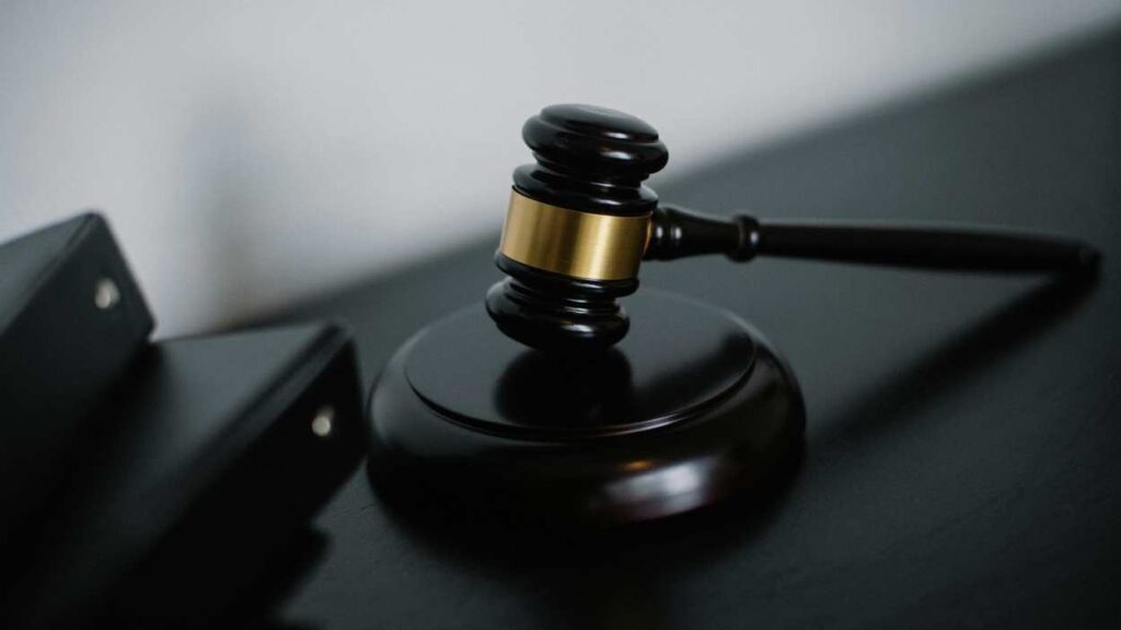 Gavel resting on block on desk