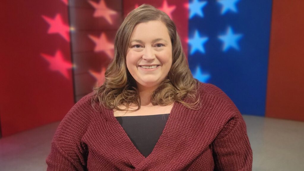 Alison Thompson on the set of Meet the Candidates at NCTV17