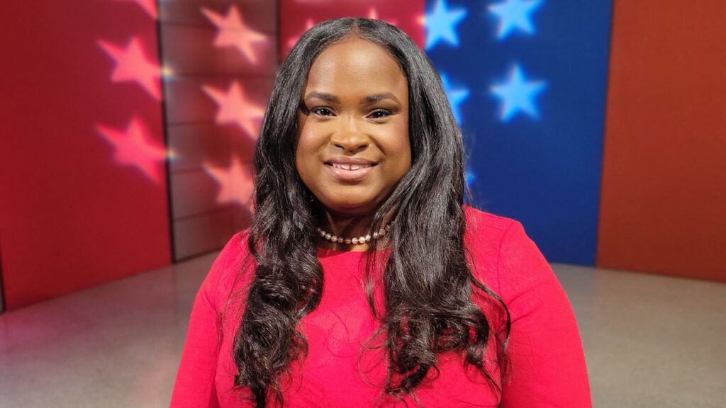 Allison Albert on the set of Meet the Candidates at NCTV17.