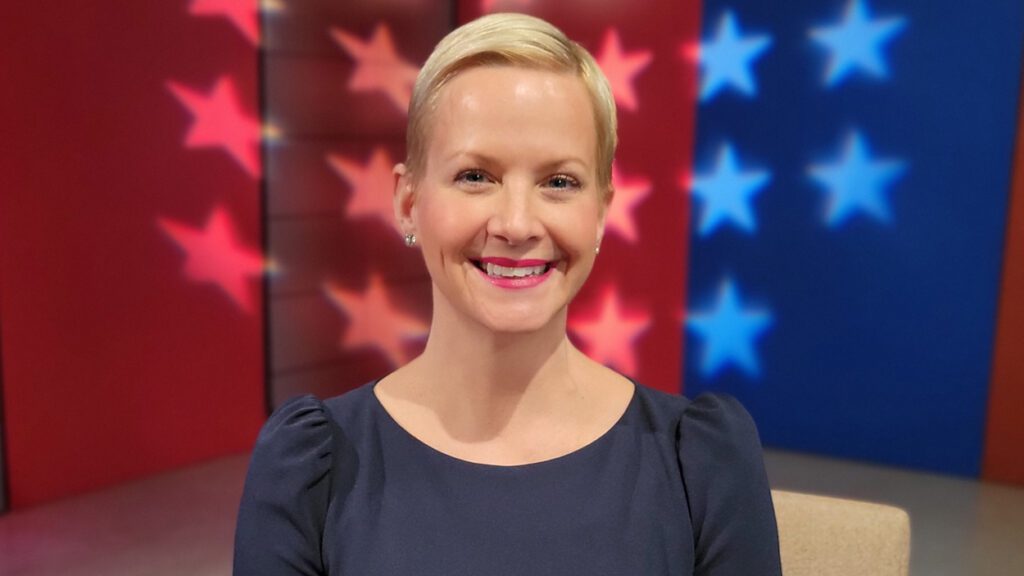 Allison Fosdick on the set of Meet the Candidates at NCTV17.