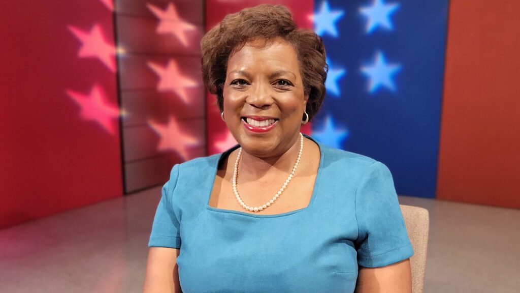 Susan Taylor-Demming on the set of Meet the Candidates at NCTV17.
